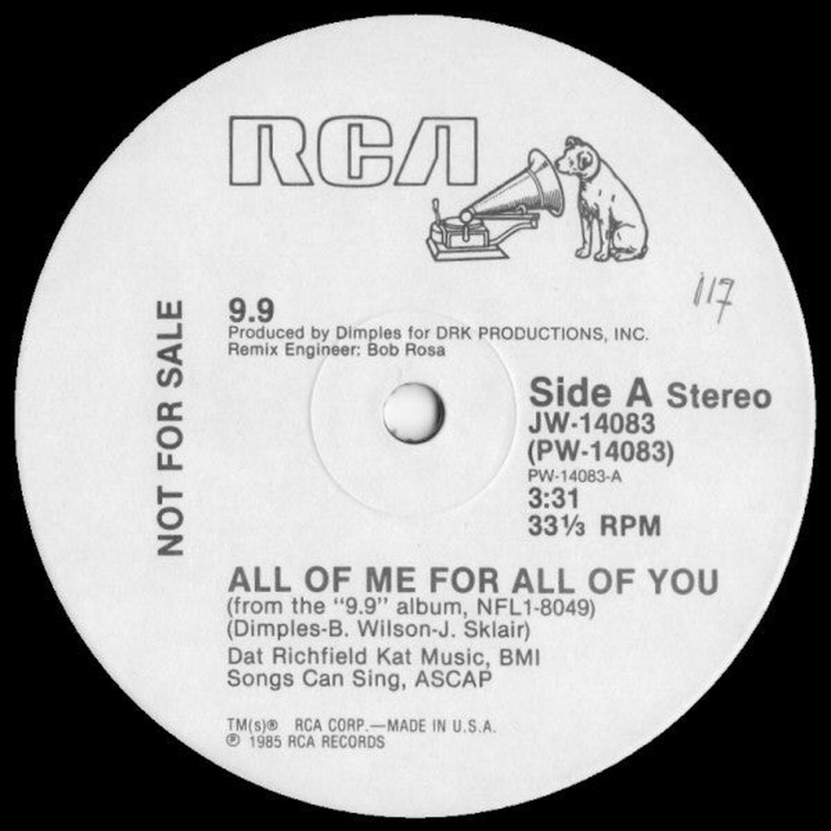 9.9 - All Of Me For All Of You (12", Promo)
