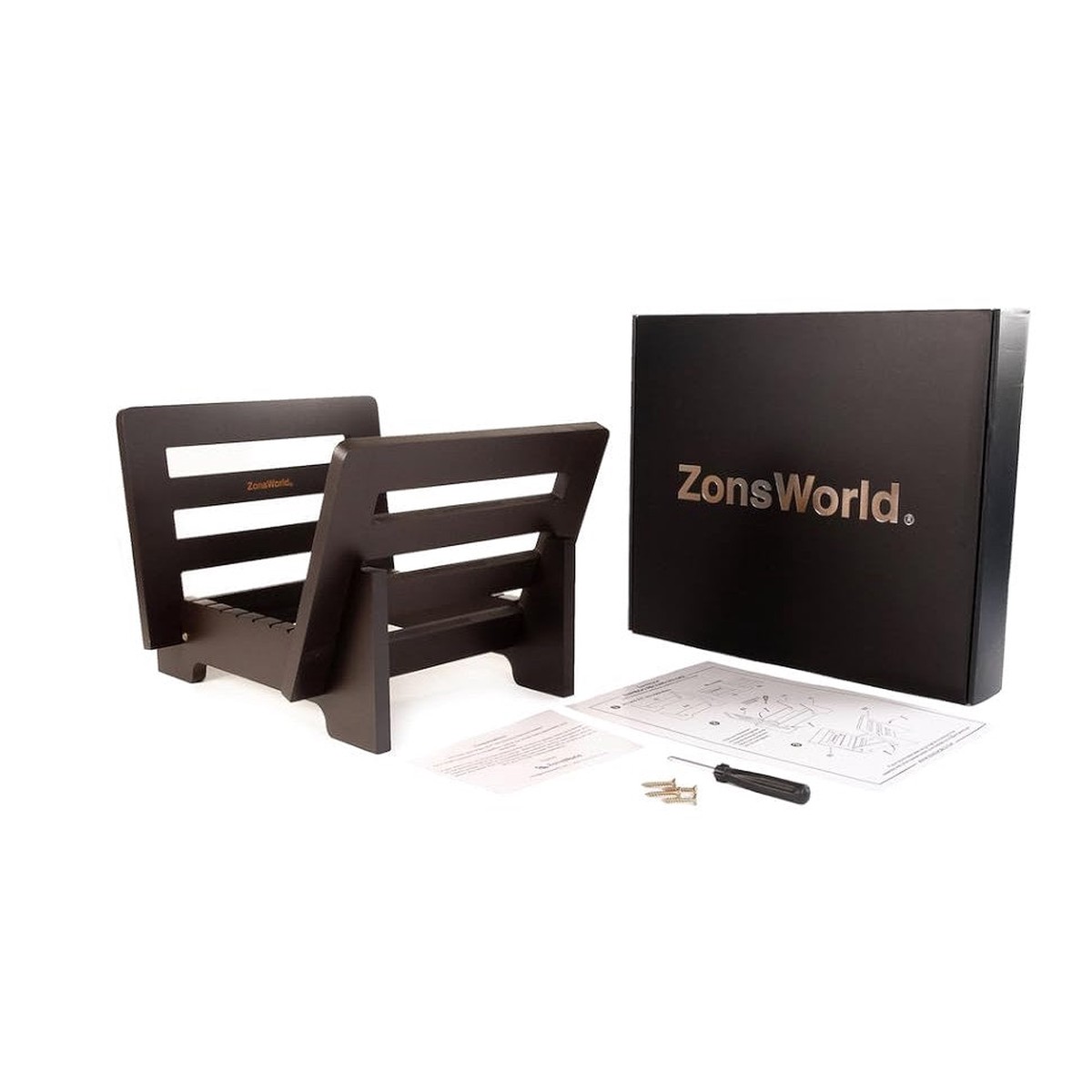 Zons World - Vinyl Record Holder Storage - Black Bamboo