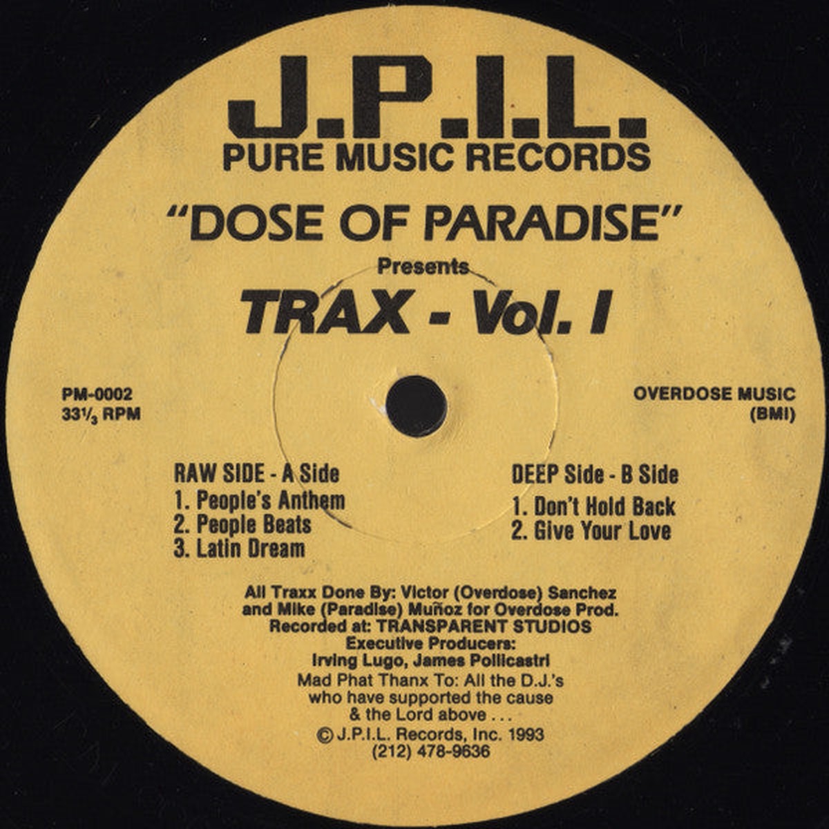 A Dose Of Paradise - Trax - Vol.1 (12")